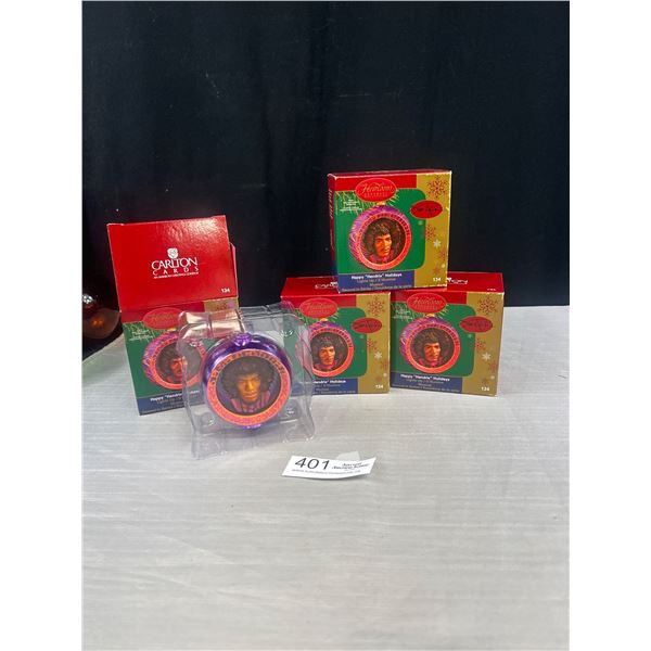 Lot of 4 Carlton Hierloom Collection X-mas Ornaments Jimmy Hendrix - Musical Plays Purple Haze