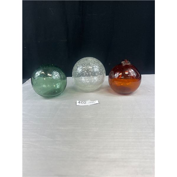 Lot of 3 Different Coloured Vintage Japanese Fishing Floats