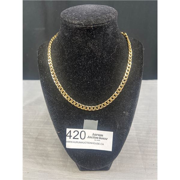 Heavy Gold Plated Link Chain Necklace, Choker 16"