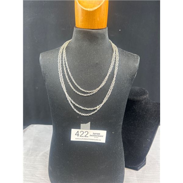 Just Like New Triple Strand Silver Plated Links Chain, 39"