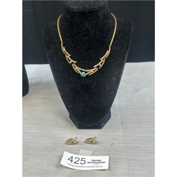 Vintage Choker Necklace w/ Matching Pair of Clip on Earrings Set