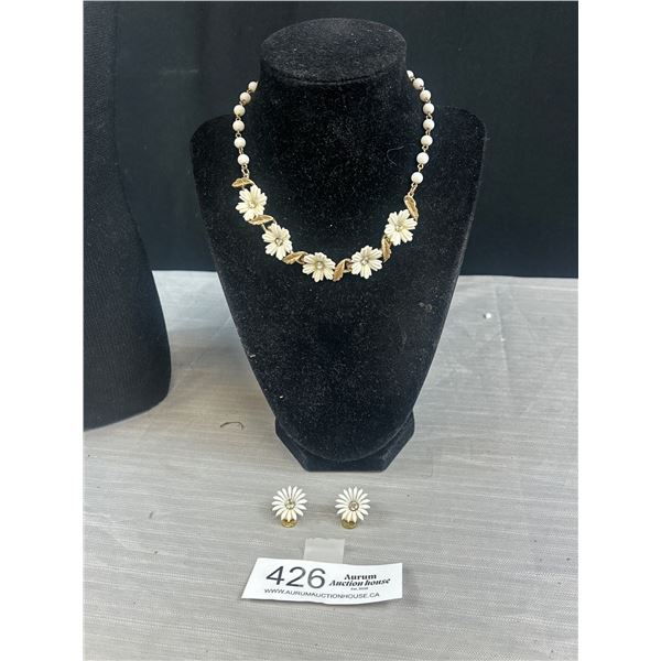 Vintage Choker Necklace with Matching Clip on Earrings