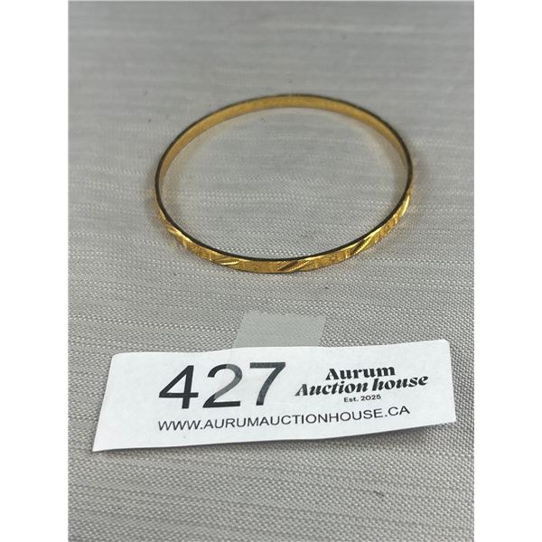 Gold Plated Raised Engraved Bangle Hand Made Unmarked