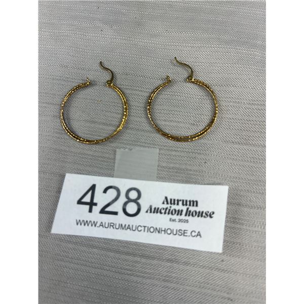 Pair of Vintage Gold Tone Hoop Earrings