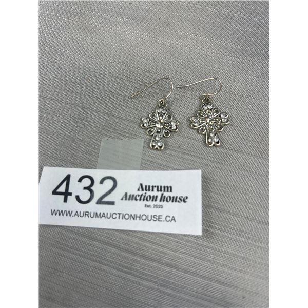 Pair of Sterling Silver Cross Earrings