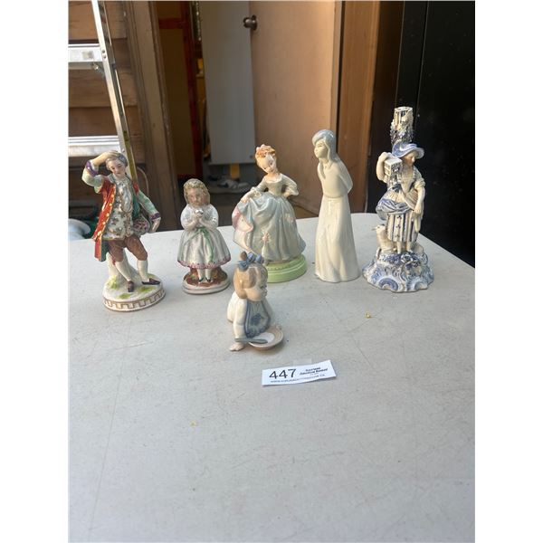 Lot of 6 Vintage Vintage Porcelane Figurines Porceval etc