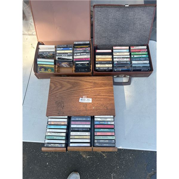 3 Cassette Boxes Filled with Rock, Country, Etc. Tapes