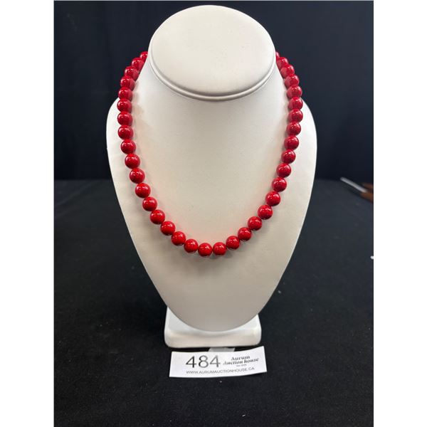 Red Porcelain Beads Choker Necklace