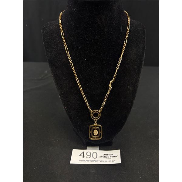 Gold Tone Pendant w/ Chain Myka Necklace, Might be Gold Filled