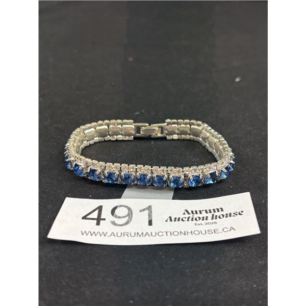Just Like New Silver Plated w/ Stones Tennis Bracelet