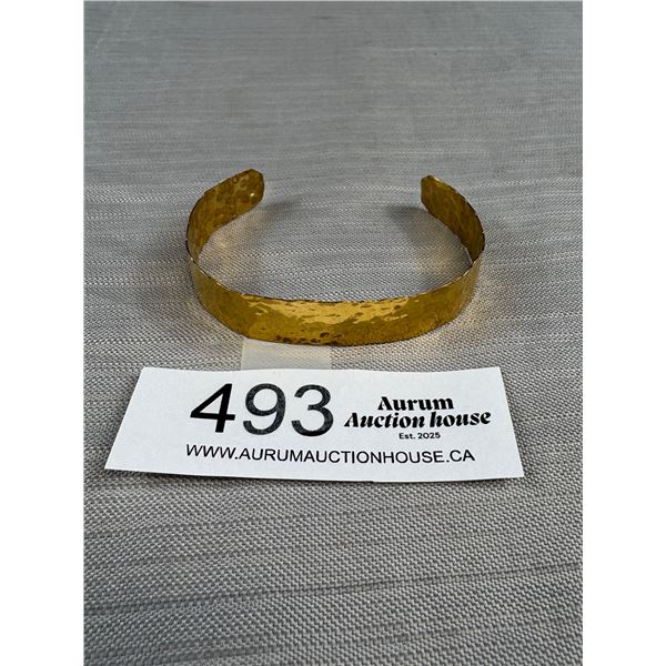 Hand Hammered Gold Open Cuff Bangle