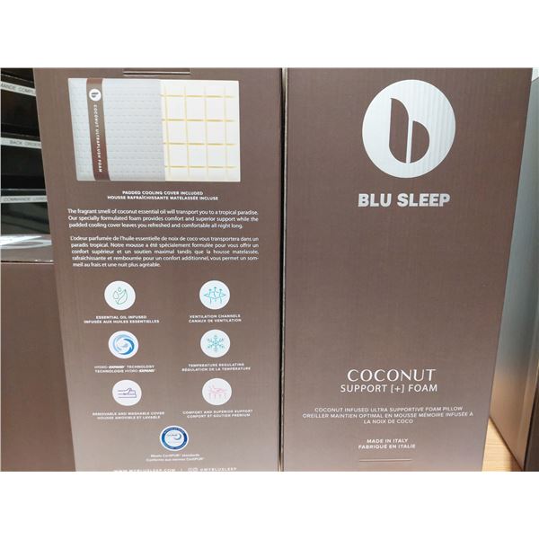 OREILLER BLU SLEEP MOUSSE MEMOIRE NOIX DE COCO, SIZE 28.3"X15.5"X4.75"