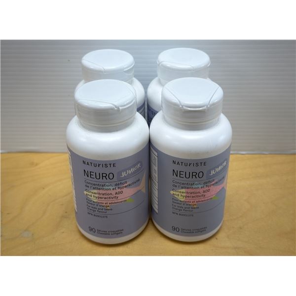 LOT DE 4 NATURISTE NEUTRO JR. CONCENTRATION ADD & HYPERACTIVITY 90 GELULES