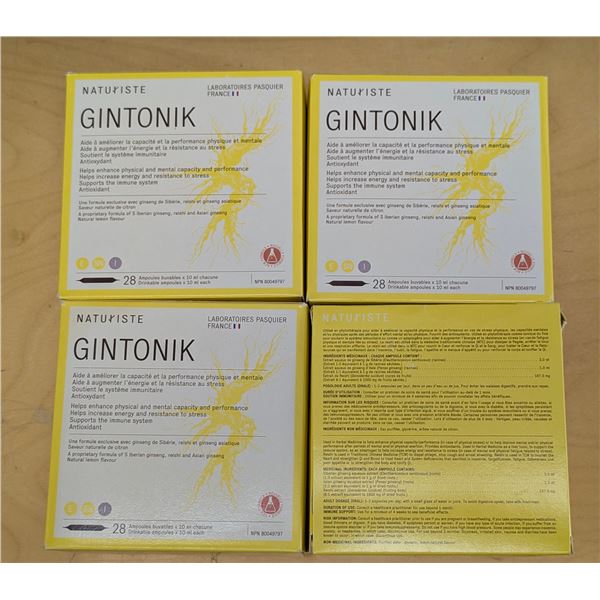 LOT DE 4 NATURISTE GINTONIK -28 TUBES DE 10ML CHACUN