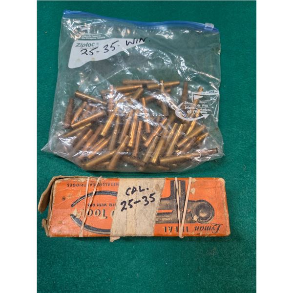 25-35 Winchester Lyman Reloading Tool, Bullet Mold & Brass