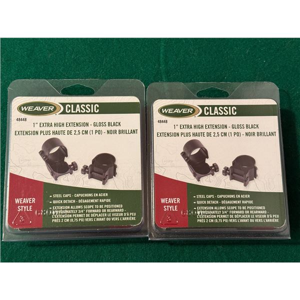 1" Extra-High Weaver-Style High Extension Gloss Black Scope Rings