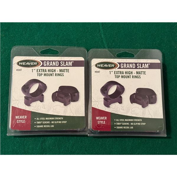 1" Extra-High Weaver-Style Grand Slam Matte Top Mount Rings