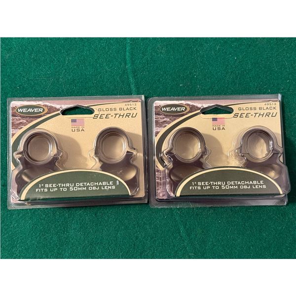 1" See-Thru Detachable Gloss Black Scope Rings