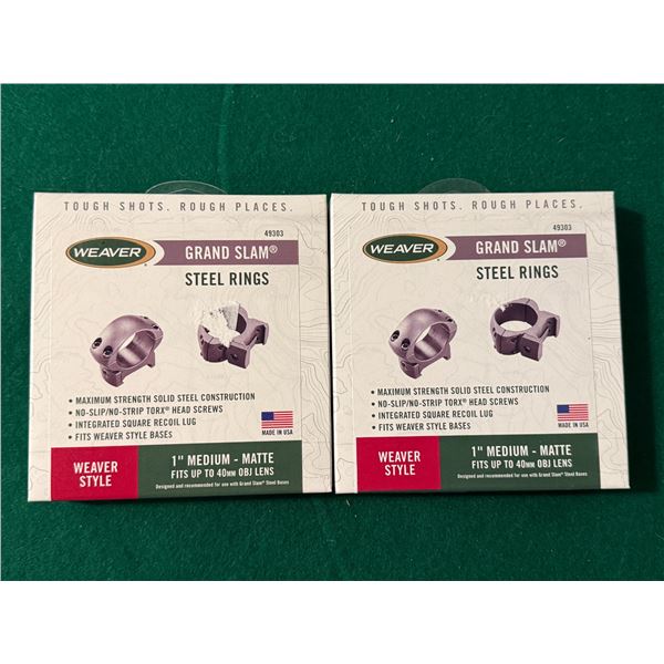1" Medium Weaver Style Grand Slam Matte Steel Rings