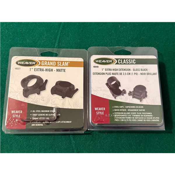 1" Extra High Weaver Style Grand Slam and Classic 1" Extra High Extension Scope Rings