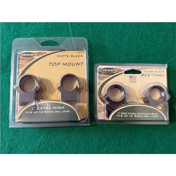 1" Weaver See-Thru Detachable and Extra High Top Mount Scope Rings