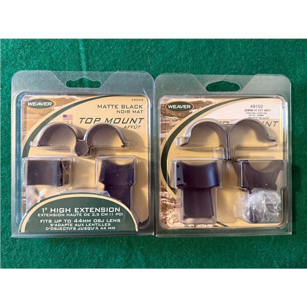 1" and 30mm High Extension Top Mount Weaver Scope Rings