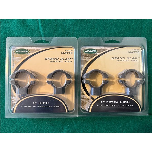 1" High and Extra High Weaver Grand Slam Dovetail Steel Scope Rings