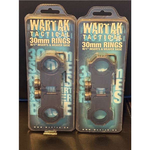 30 mm Wartak Tactical Rings with 1" Inserts & Weaver Base - 2 Packs