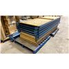 Image 2 : BLUE METAL SHELF RACKING 10- APPROX 8' UPRIGHTS, APPROX 14- 8' SIDE RAILS WITH WOODEN SHELVING
