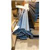 Image 3 : BLUE METAL SHELF RACKING 10- APPROX 8' UPRIGHTS, APPROX 14- 8' SIDE RAILS WITH WOODEN SHELVING