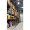 Image 1 : ORANGE/BLUE METAL PALLET RACKING 7-20' UPRIGHTS, 24- 8' SIDE RAILS & 48 CROSSBARS