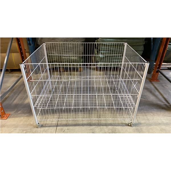 9 WHITE MOBILE METAL ADJUSTABLE RETAIL PRODUCT DISPLAY BINS