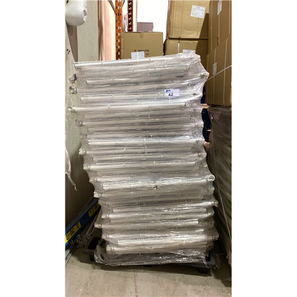 APPROX 15 WHITE MOBILE METAL ADJUSTABLE RETAIL PRODUCT DISPLAY BINS