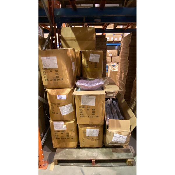 PALLET OF PLASTIC RECTANGULAR STRAINERS & WALKING CANES