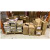 Image 1 : PALLET OF 5" CASTER WHEELS, PLASTIC SQUEEGEES & SMALL TEA LEAF HANGING LANTERNS