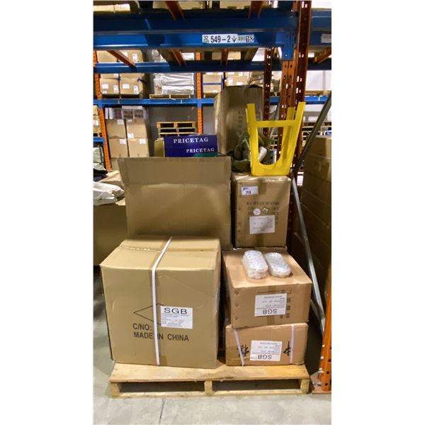 PALLET OF PLASTIC MASSAGERS, PRICE TAGS & CHINESE CHESS