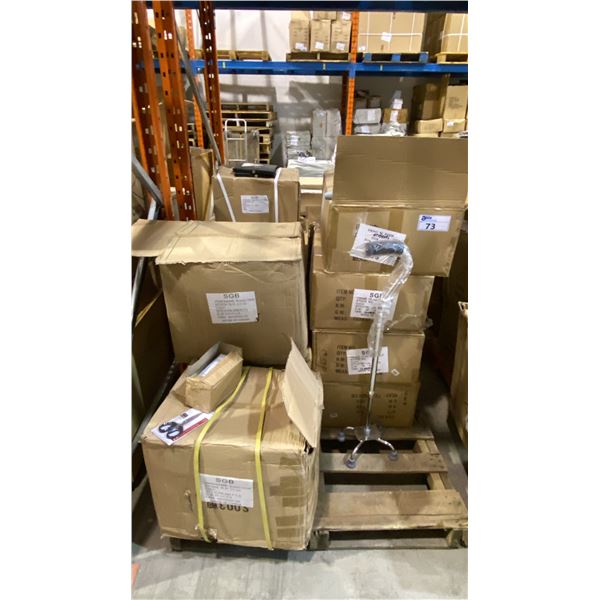 PALLET OF 4 POINT WALKING CANES, DOMINOES GAMES & SCISSORS
