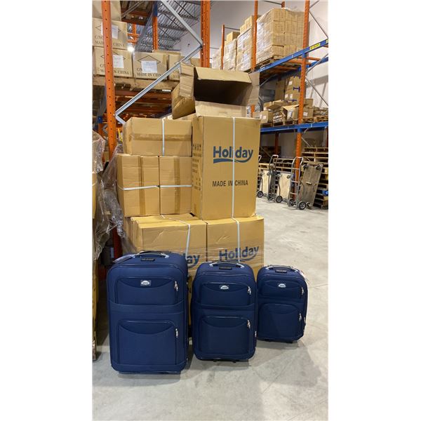 1 PALLET OF APPROX 16 BLUE 3PC LUGGAGE SETS