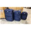 Image 3 : 1 PALLET OF APPROX 16 BLUE 3PC LUGGAGE SETS