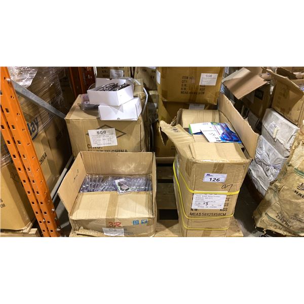 PALLET OF BLIND SPOT MIRRORS, SCISSORS, PAPER CLIPS & READING GLASSES