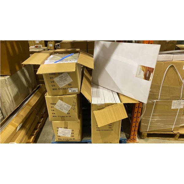 PALLET OF PLASTIC TOILET BRUSHES & LARGE PAINTING CANVAS