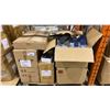 Image 1 : PALLET OF WET FLOOR SIGNS, ASSORTED SIZED FLIP FLOPS, PAINT TRAYS, BLACK WIRE SHELVING POST &
