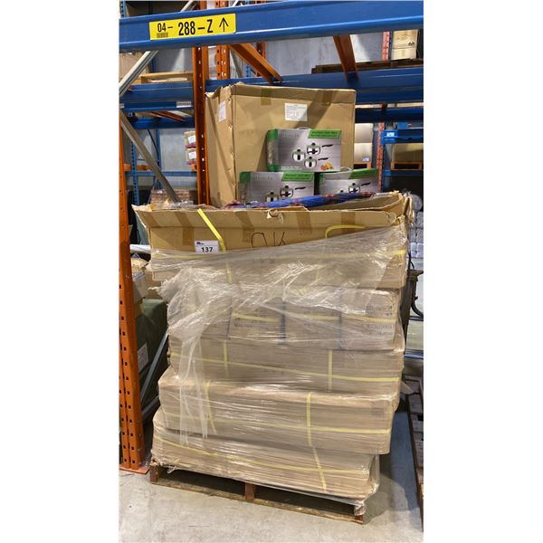 PALLET OF ASSORTED UMBRELLAS & 3 PC POT SETS