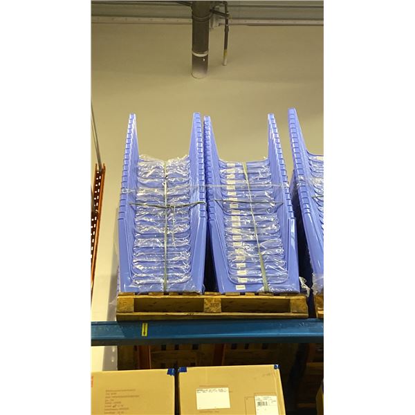 PALLET OF SMALL BLUE PLASTIC OUTDOOR TABLES
