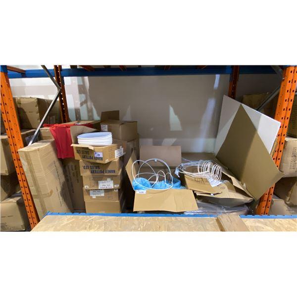 2 PALLETS OF OVAL PLASTIC SERVING TRAYS, LOTUS TEA LIGHT HOLDERS, JERSEY STYLE SHIRTS, SMALL TEA