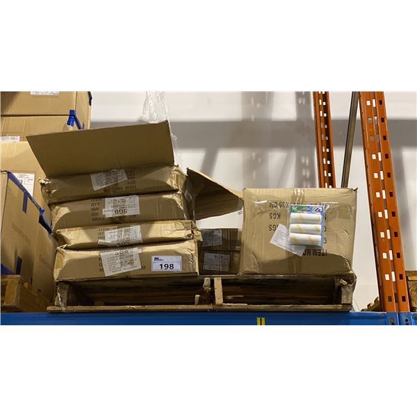 PALLET OF SMALL PAINT ROLLER REFILLS & RUBBER CAR MATS