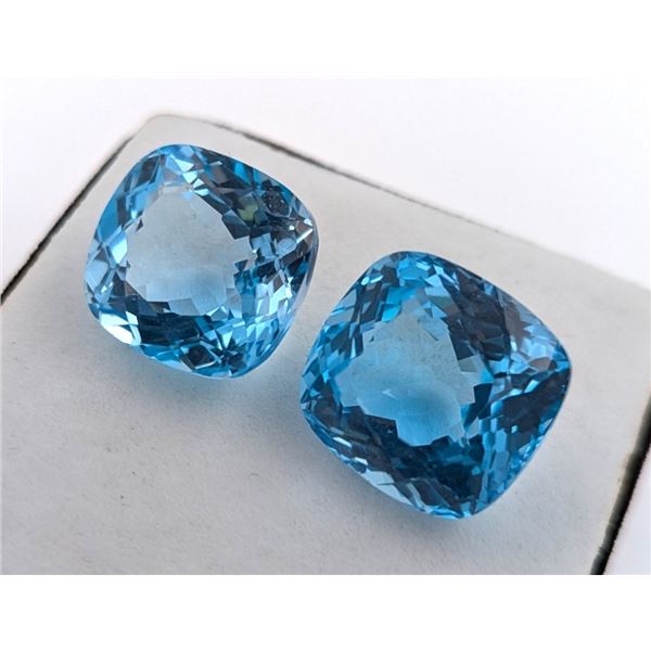 64.68 ct Certified Royal Blue Topaz gemstone Pair ($18,110 Appraisal)