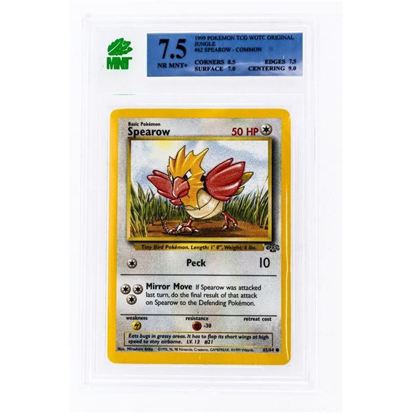 A -  PokŽmon TCG 1999 Spearow Jungle 62/64 Regular Unlimited Common MNT - 7.5