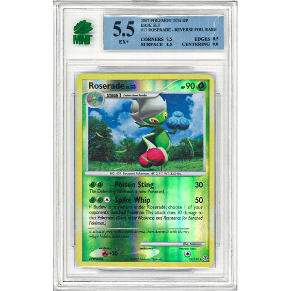 SR - Pokemon Card Roserade 13/130 Diamond & Pearl Base Set Reverse Holo Rare  Graded 10 MNT