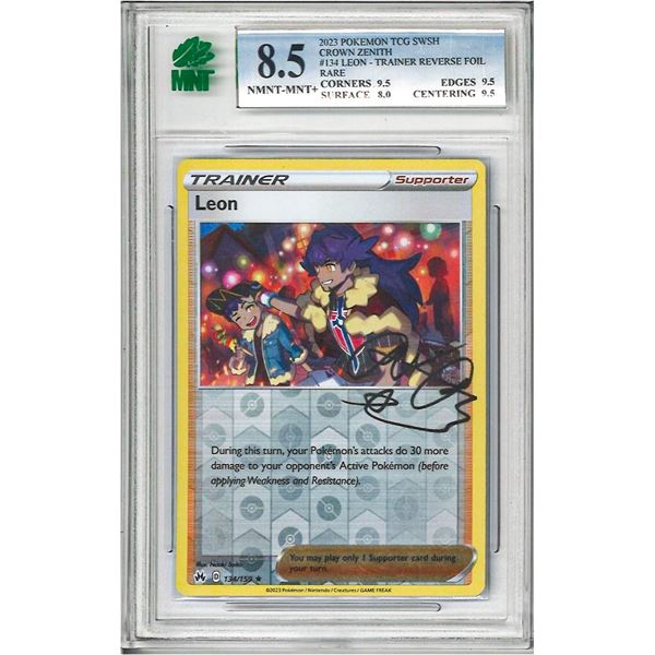 SR - Leon 134/159 Reverse Holo Rare Pokemon TCG: Crown Zenith  graded 8.5